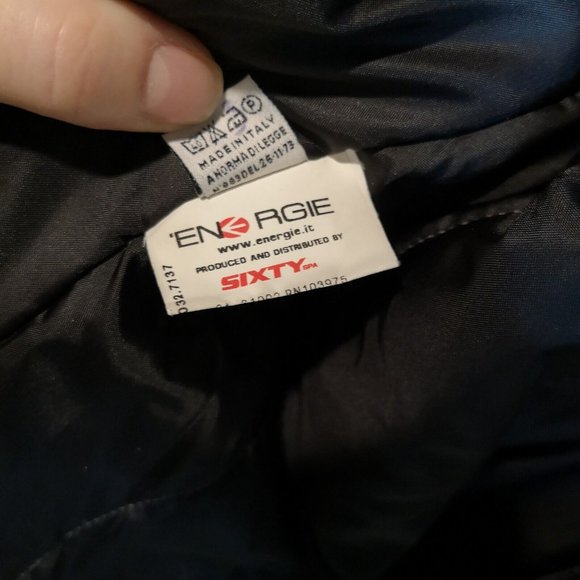 VTG Energie Men's LRG Bomber Jacket Italian90s Vespa Scoot Expo Denim collar - Picture 10 of 16